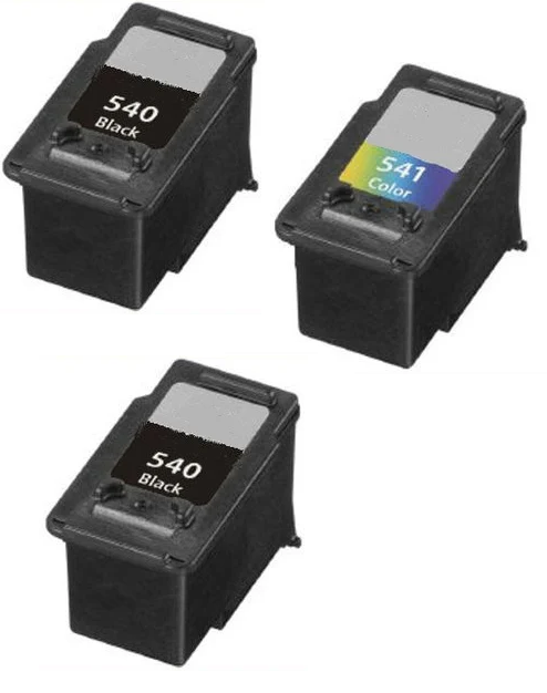 2 x Canon PG-540 and 1 x CL-541 Black and Colour Remanufactured Ink Cartridges